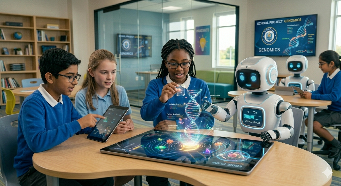 Students at an AI-powered school